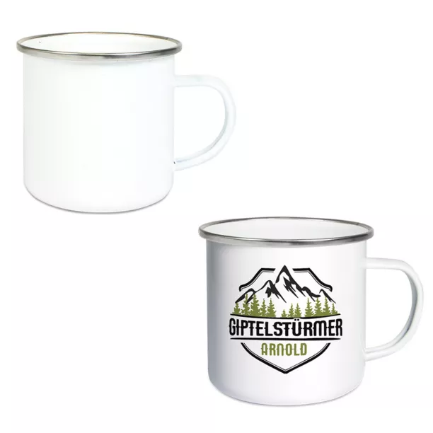 Becher aus emailliertem Stahl mit Umrandung Ø 8,6 cm H 8 cm (ADC140)