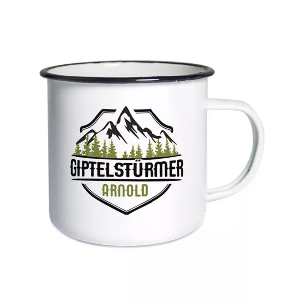 Becher aus emailliertem Stahl mit Umrandung Ø 8 cm H 8 cm (ADC146)