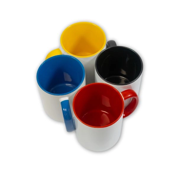 Tasse mit farbigem Henkel und Innenleben - M003