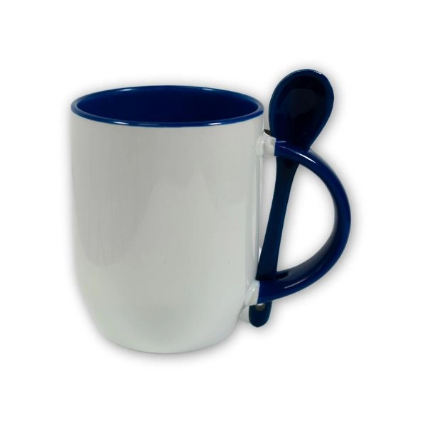 Tasse mit integriertem Löffel - Henkel und farbiges Innenleben - M-SPI