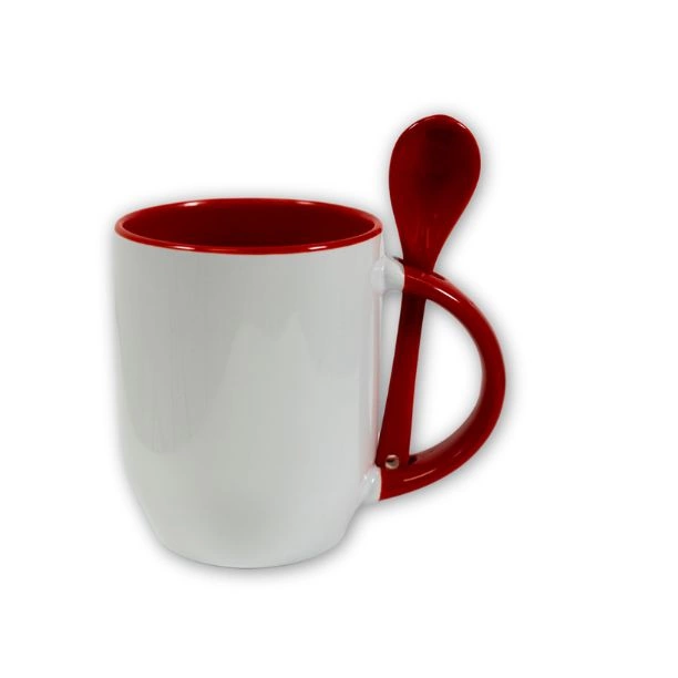 Tasse mit integriertem Löffel - Henkel und farbiges Innenleben - M-SPI