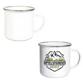 Becher aus emailliertem Stahl mit Umrandung Ø 8,6 cm H 8 cm (ADC140)