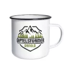 Becher aus emailliertem Stahl mit Umrandung Ø 8 cm H 8 cm (ADC146)