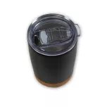Schwarze Bürotasse mit Korkboden - Q-028
