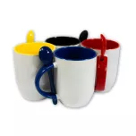 Tasse mit integriertem Löffel - Henkel und farbiges Innenleben - M-SPI