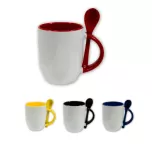 Tasse mit integriertem Löffel - Henkel und farbiges Innenleben - M-SPI
